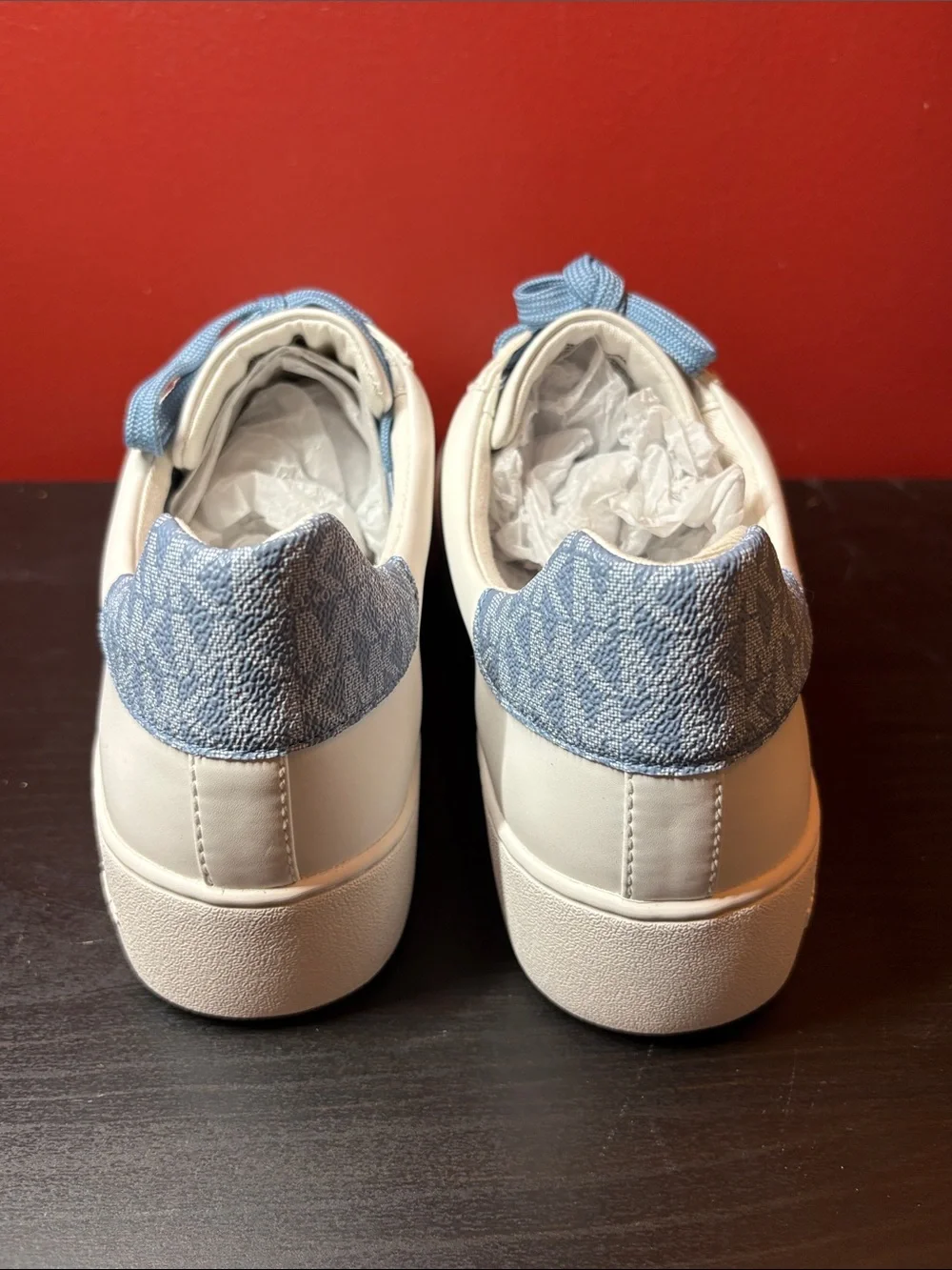 Michael Kors White Sneakers with Light Blue Laces